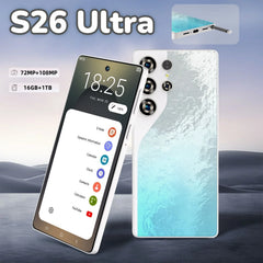 5G Dual Sim S26 Business Smart Cell Phone Ultra HD Display and 108MP Rear Camera Supports CDMA LTE with Octa Deca Core CPUs