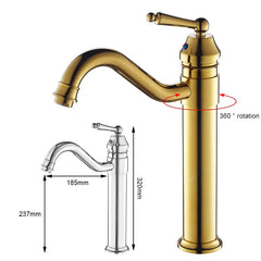 Bathroom Tall Basin Sink Faucet 360 degree Turn