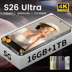 S25 Ultra Smart Android 14 5G Cell Phone with 8000MAH 16GB+1TB Memory Dual Core CPU