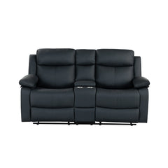 Blanche Black 2PC Modern Adjustable Reclining Sofa and Loveseat with LED Lights and Speakers Eco-Friendly Living Room Set