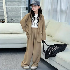 Teen Girls Suit Set Fashion Loose Blazer