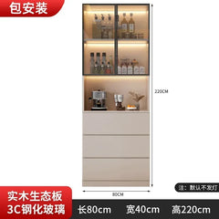 Large Modern Kitchen CabinetHutch Storage Sideboards Freestanding Kitchen Pantry with Glass Doors and Drawers
