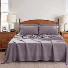 100% French Pure Linen Sheet(1 Piece), Breathable, Soft and Durable Pure Linen Sheet, Anti-Tear Linen Bed Sheets for All Seasons