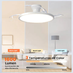 Silent Electric Fan with LED Lamp Smart Remote