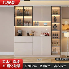 Large Modern Kitchen CabinetHutch Storage Sideboards Freestanding Kitchen Pantry with Glass Doors and Drawers