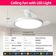 Silent Electric Fan with LED Lamp Smart Remote