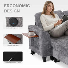 118" U-Shaped Sectional Couch, 4-Seat Modular Sofa