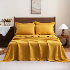 100% French Pure Linen Sheet(1 Piece), Breathable, Soft and Durable Pure Linen Sheet, Anti-Tear Linen Bed Sheets for All Seasons