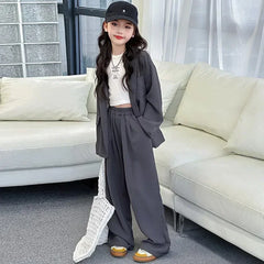 Teen Girls Suit Set Fashion Loose Blazer