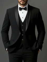 Men's 3pcs Suit Set, Jacket + Vest + Pants,