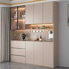 Large Modern Kitchen CabinetHutch Storage Sideboards Freestanding Kitchen Pantry with Glass Doors and Drawers