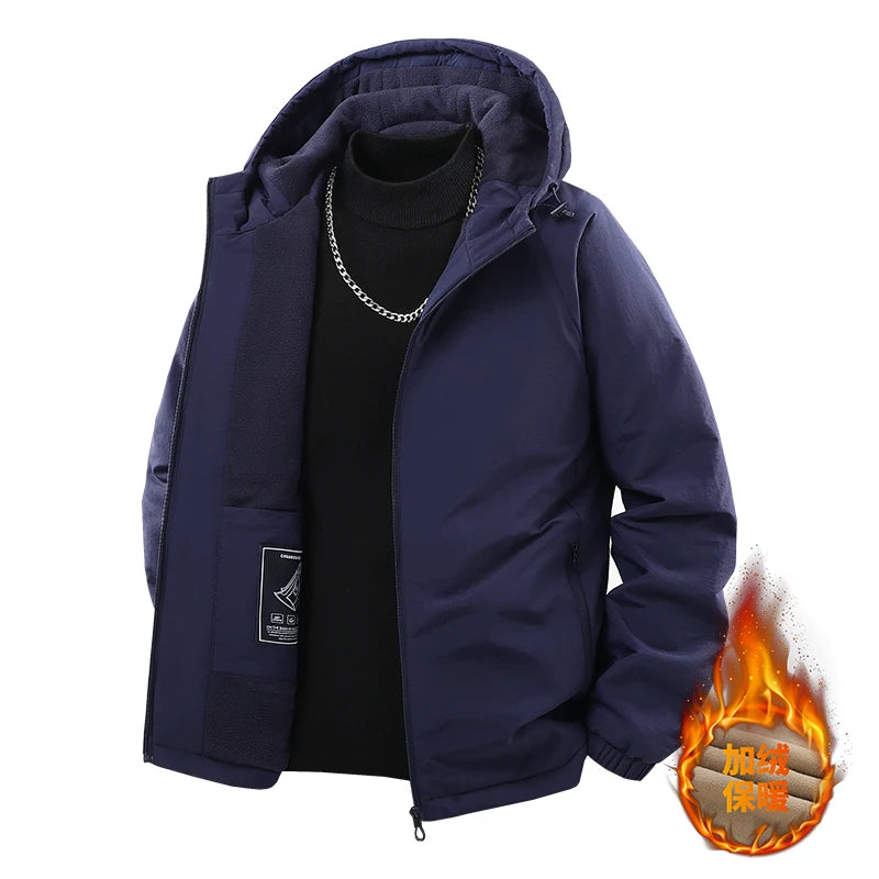 Mens Hooded Autumn and Winter Loose Fleece