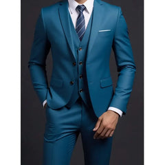 Suit (Blazer+ Vest + Trousers) Men's Fashionable Gentleman Business British Style