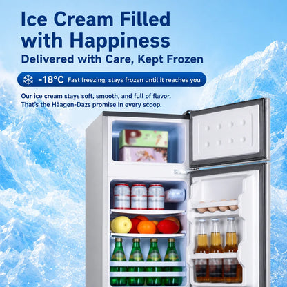 2.5 /2.6Cu.Ft Mini Refrigerator, Dual Zone Compact Fridge with Freezer ,Interior Light, Stable Feet, Ideal for Home Small Spaces