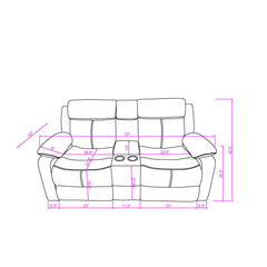 Blanche Black 2PC Modern Adjustable Reclining Sofa and Loveseat with LED Lights and Speakers Eco-Friendly Living Room Set