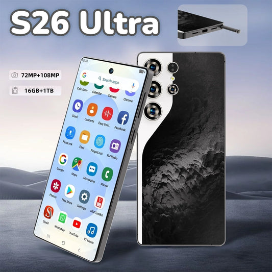 5G Dual Sim S26 Business Smart Cell Phone Ultra HD Display and 108MP Rear Camera Supports CDMA LTE with Octa Deca Core CPUs