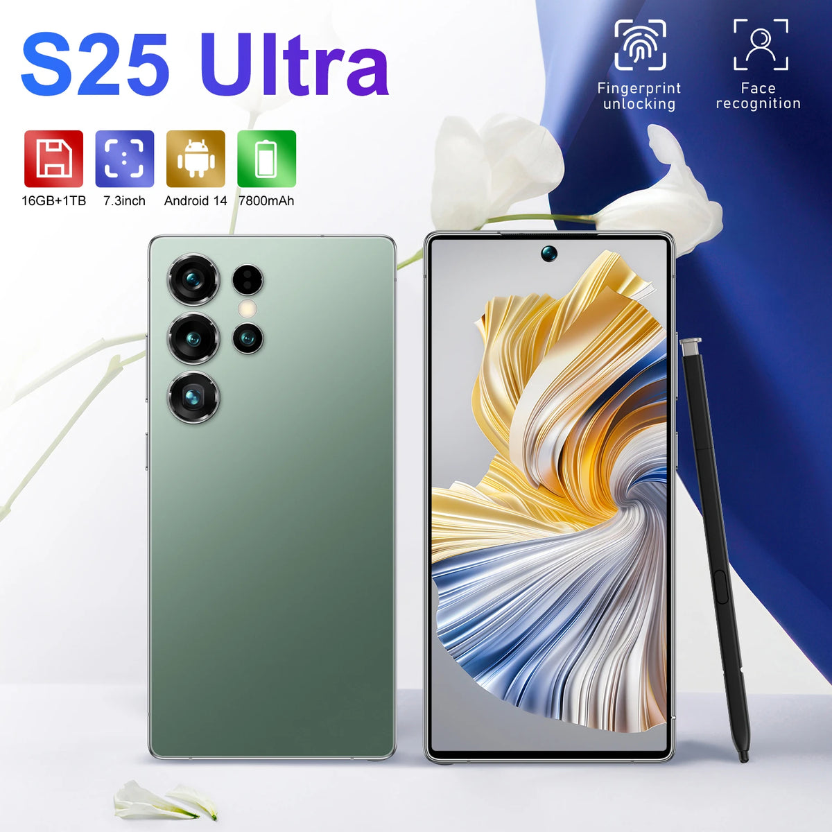 Advanced 5G S25 Ultra Smart Cell Phone HD Screen 108MP Rear Camera Deca Core MTK 108MP Processor Dual 16GB CDMA LTE