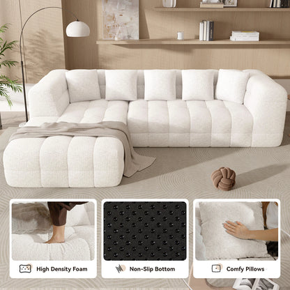 Modern Modular Sectional Boneless Chenille L-Shaped Sofa Bed with Deep Seats for Apartment Mall & Hotel Living Rooms