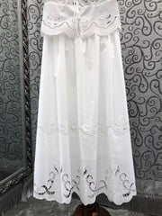 High Quality Designer Clothes Set 2026 Summer Fashion Skirt Suit Women Hollow Out Embroidery White Tops Blouse+Long Skirt Sets