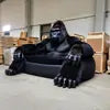 Furry Black Gorilla Three Seat Sofa Modern Animal Shape Ergonomic Luxury Artistic PU Leather Upholstery Eco-Friendly Durable