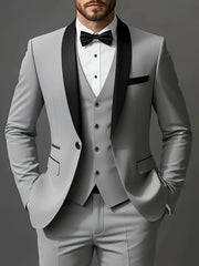 Men's 3pcs Suit Set, Jacket + Vest + Pants,