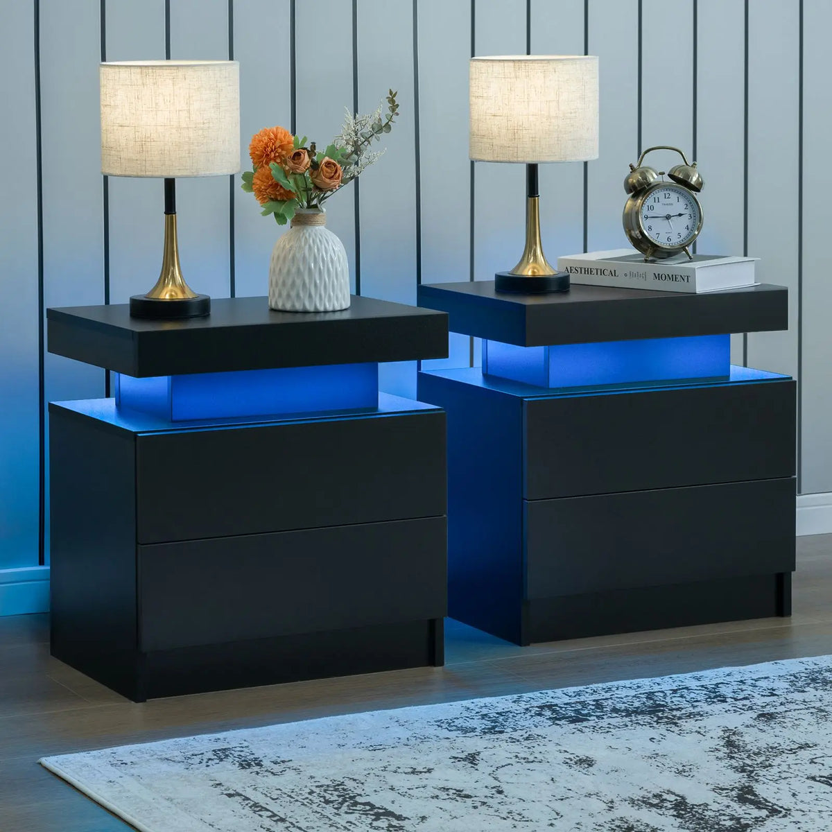 Cubehom Nightstand Set of 2 LED Nightstand