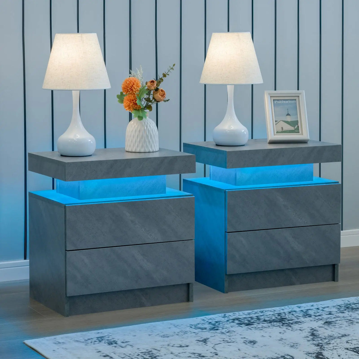 Cubehom Nightstand Set of 2 LED Nightstand