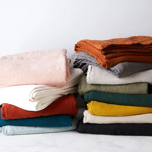 100% Pure Linen Bed Sheet Ultimate Comfort Elegance Flat Sheet Natural Eco-Friendly Breathable Durable Queen California King