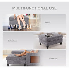 118" U-Shaped Sectional Couch, 4-Seat Modular Sofa