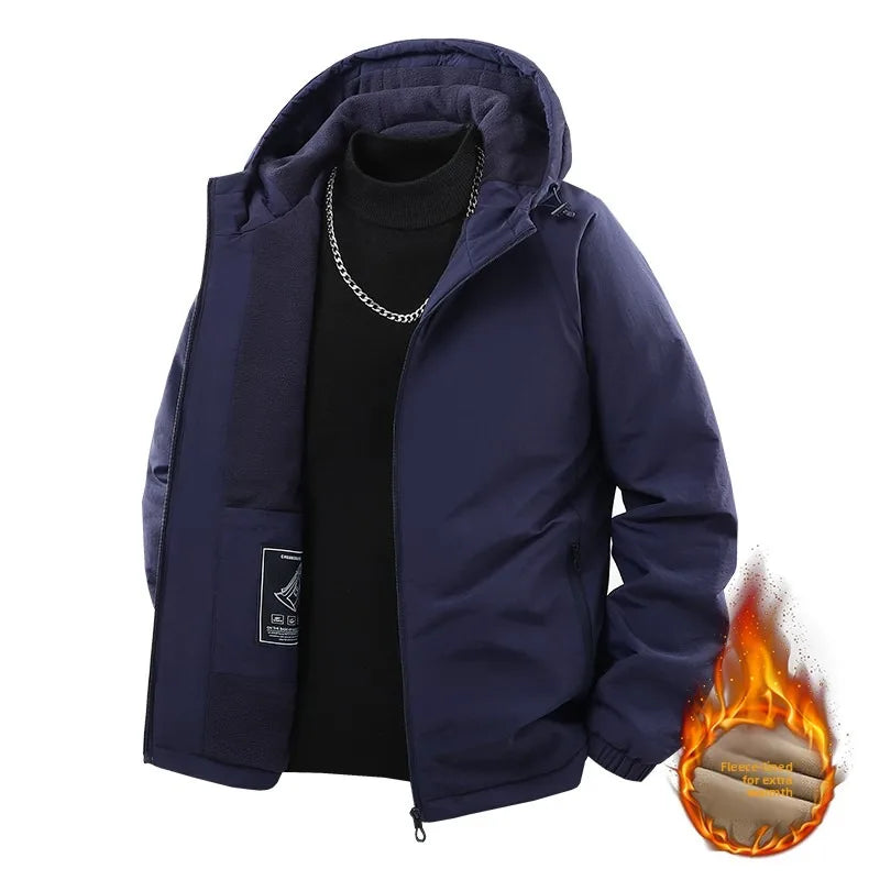 Mens Hooded Autumn and Winter Loose Fleece