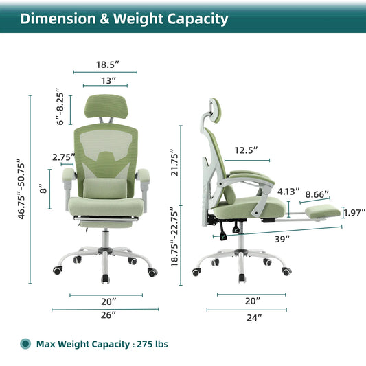 JHK Ergonomic Reclining High Back Mesh livingroom