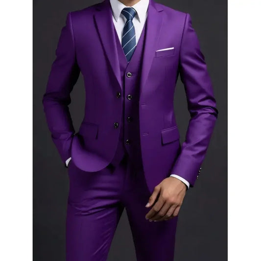 Suit (Blazer+ Vest + Trousers) Men's Fashionable Gentleman Business British Style