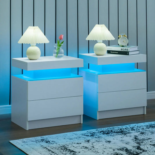 Cubehom Nightstand Set of 2 LED Nightstand