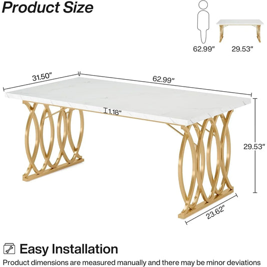 Modern Dining Table, 63" Large Kitchen Table