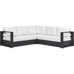 Aluminum 3-Piece Outdoor Patio Furniture Gray White,