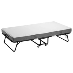 Twin Size Rollaway Bed 38 in X 75 in Sturdy Metal Frame Foldable Bed with 5 Memory Foam Mattress 38 X 75 Folding Bed 5 Mattress