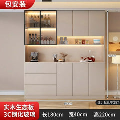 Large Modern Kitchen CabinetHutch Storage Sideboards Freestanding Kitchen Pantry with Glass Doors and Drawers